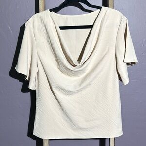Elegant Cream Drape Neck Top